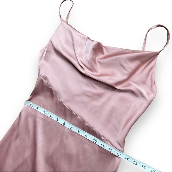 New Lyanar Dusty Rose Cowl Neck Sleeveless Satin Midi Dress Size Extra Small - Picture 11 of 16
